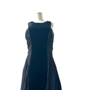 Black Velvet Cocktail Dress w/ Chiffon Pleats.